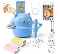 DAOUZL Robot de Dibujo para Niños | Juguete Educativo con 100 Tarjetas - Aprende Ortografía y Matemáticas a través del Dibujo (Azul)