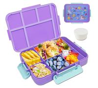 Daover Fiambrera Infantil Compartimentos, 1200ML Loncheras para Niños con 5 Compartimentos y Cubiertos, Hermetica Lunch Box Kids, Bento Box Sin BPA, Aptos para Microondas y Lavavajillas, Púrpura