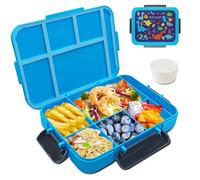 Daover Fiambrera Infantil Compartimentos, 1200ML Loncheras para Niños con 5 Compartimentos y Cubiertos, Hermetica Lunch Box Kids, Bento Box Sin BPA, Aptos para Microondas y Lavavajillas, Azul