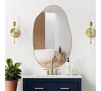 DAOYIJIAJU Espejo de Pared Irregular, Espejo Moderno asimétrico, Espejo único de Forma extraña, Espejo orgánico Dorado para Sala de Estar, baño, Dormitorio, Entrada, 33.5 x 20.5 Pulgadas