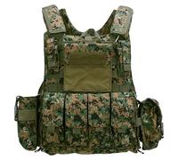 daph Chaleco Táctico Raptor con Sistema MOLLE, Liberación Rápida, Cordura/Nylon, Incluye Bolsillos y Portaplacas (Digital camo)