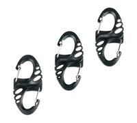 Daph Mini Mosquetón Set de 3 Piezas, Plástico y Aluminio, Negro Naranja Verde, Compacto Llavero (Negro)