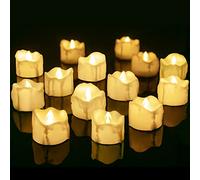 daphome Velas LED Sin Fuego velas de té, velas sin llama LED que parpadeantes luz amarillas cálida para hogar festivales decoración, bodas y fiestas (14 piezas con cera de goteo)