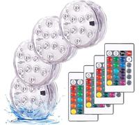 daphomeu Luces Sumergibles,4PCS Piscina Luz LED Impermeable,Control Remoto Bajo El Agua Luz para Decoración Acuario,Estanque,Bodas,Fiesta Jardín Etc,Decoloración Colorida,Luces Decorativas