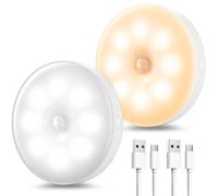 daphomeu Luz nocturna recargable por USB con sensor de movimiento, lámpara con sensor de movimiento interior para dormitorio, pasillo, cocina, iluminación de escalera (2)