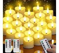 daphomeu Velas de té LED con mando a distancia, 24 unidades con baterías intercambiables, velas LED efecto de llama para bodas, fiestas, Halloween, Navidad, decoración del hogar