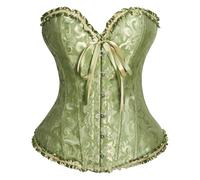 DaPongZhi Corset Mujer Top Palabra de Honor Cuello En V Talla Grande Tops Bustier con Cordones y Huesos de Plástico Goth Medieval Patrón de Bordado Corsé para Halloween Carnava Cosplay Fiesta Outfit