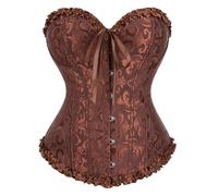 DaPongZhi Corset Mujer Top Palabra de Honor Cuello En V Talla Grande Tops Bustier con Cordones y Huesos de Plástico Goth Medieval Patrón de Bordado Corsé para Halloween Carnava Cosplay Fiesta Outfit