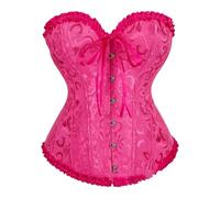 DaPongZhi Corset Mujer Top Palabra de Honor Cuello En V Talla Grande Tops Bustier con Cordones y Huesos de Plástico Goth Medieval Patrón de Bordado Corsé para Halloween Carnava Cosplay Fiesta Outfit