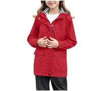 DaPongZhi Gabardina Impermeable Niña Niños Chubasquero Ligeros con Capucha y Cordón Ajustable Poncho Chaqueta con Bolsillos Casual de Viento Abrigo para Deportivos Exteriores Chubasqueros