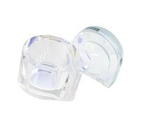 Dappen - Plato para uñas acrílicas, plato monómero con tapa, soporte limpiador de brochas de uñas acrílicas, vaso de cristal grueso