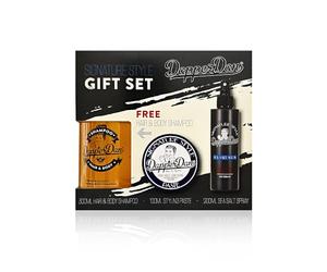 Dapper Dan Signature Style Gift Set Paste Spray Shampoo | Hair Paste 100ml, Sea Salt Spray 200ml and Body Shampoo 300ml. Complete Texturizing and Beachy Waves Styling Kit for Men.