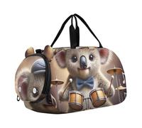 Dapper Raccoon French Brunch - Bolsa de viaje para niños y niñas, bolsa de viaje para gimnasio, Lindo tambor de koala jazz, Classic