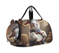 Dapper Raccoon French Brunch - Bolsa de viaje para niños y niñas, bolsa de viaje para gimnasio, Rustic Lamb Drummer Art, Classic