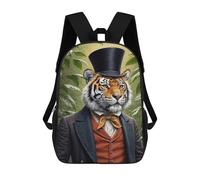 Dapper Tiger in Top Hat And Suit Mochila Escolar Infantil Impresa En 3D 17inch Mochilas De Moda Para Niños De Primaria Y Secundaria