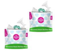 Dapple Bolsas esterilizadoras de microondas para biberones, reutilizables para piezas de extractor de leche / biberón, 20 usos por bolsa, ideal para viajes/oficina, 8 unidades, paquete de 2