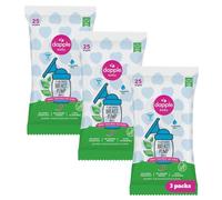 Dapple Baby - Toallitas para sacaleches (25 unidades, paquete de 3), sin fragancia, a base de plantas e hipoalergénicas, elimina los residuos de leche, no deja sabor, práctica bolsa de toallitas