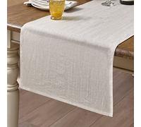 DAPU Camino de mesa de lino, 40 x 140 cm, lavable, 100% lino natural, moderno y monocolor, aspecto de lino para fiestas de boda, beige, lino natural