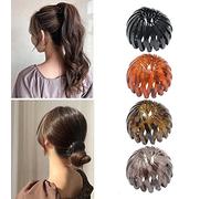 DAQIEPIN 4Pcs Clips de Soporte de Cola de Caballo Expandible de Nido de Pájaro Pinzas Bandas para El Cabello Pasadores Lazos De Pelo Retráctiles Geométricos Vintage Mujeres