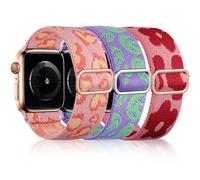 DaQin Paquete de 3 correas elásticas de nailon Solo Loop compatibles con Apple Watch de 1.496 pulgadas, 1.575 pulgadas, 1.614 pulgadas, 1.654 pulgadas, 1.732 pulgadas, 1.772 pulgadas, correa trenzada