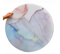 DAQXYH Mesa Con Tablero De Vidrio Grueso, 60cm 70cm 80cm 90cm 100cm Encimera De Vidrio Templado Con Veteado Liso, Organizador De Mesa, Borde Plano Pulido(Lavender,70cm/27inch)