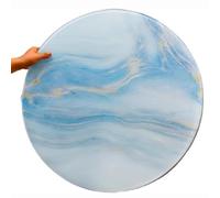 DAQXYH Mesa Con Tablero De Vidrio Grueso, 60cm 70cm 80cm 90cm 100cm Encimera De Vidrio Templado Con Veteado Liso, Organizador De Mesa, Borde Plano Pulido(Blue,70cm/27inch)