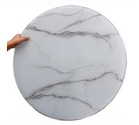 DAQXYH Mesa Con Tablero De Vidrio Grueso, 60cm 70cm 80cm 90cm 100cm Encimera De Vidrio Templado Con Veteado Liso, Organizador De Mesa, Borde Plano Pulido(White stripes,70cm/27inch)