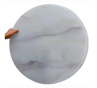 DAQXYH Mesa Con Tablero De Vidrio Grueso, 60cm 70cm 80cm 90cm 100cm Encimera De Vidrio Templado Con Veteado Liso, Organizador De Mesa, Borde Plano Pulido(White,80cm/30inch)