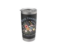 Dar gracias Verso de la Biblia Christian Pretty Summer Flowers Vaso térmico de acero inoxidable de doble pared