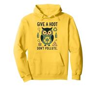 Dar un Hoot No contamine Búho Ecológico Sudadera con Capucha, Unisex para Adultos, Limón, M