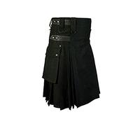 Darabun Hombre Cuero Negro Correas Moderno Deporte Utilitario Kilt Ajustable Tallas Casual Scottish Kilts Pantalones De Moda para Hombre Pantalones De Personalidad De Carga