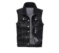Hombres Denim Gilet Vintage Chaleco vaquero de calle Chaqueta vaquera sin mangas para hombre Slim Fit Outwear Gilets