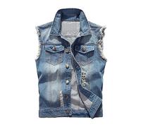 Hombres Denim Gilet Vintage Chaleco vaquero de calle Chaqueta vaquera sin mangas para hombre Slim Fit Outwear Gilets