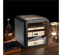 DARBCGH ANXYYDS Cigar Humidor, Glass Display Case, Walnut Wood Storage Box, 4 Drawers, Capacity of About 110 Cigars, for Men C(A)