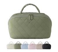 DARBCGH Travel-Friendly Puffy Makeup Bag, Wide Open, Padded & Spacious(Green)