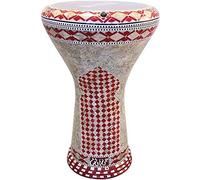 Darbuka de Gawharet el fan, con incrustación de nácar, madre perla color marrón hecha en Egipto Se envía con funda acolchada, parche de repuesto y una llave.Mide 43 cm alto y 27.5 cm diámetro
