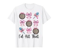 Dardos Diana Dardo Girl Mom Pink Coquette Bow I'D Hit That Camiseta