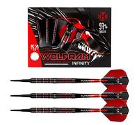 Dardos Wolfram Infinity 97% tungsteno | Juego de Dardos con Punta de Acero | 21 g, 22 g, 23 g, 24 g, 25 g y 26 g | Incluye Ejes Supergrip Fusion y Plumas Prime de 100 micras. 18g