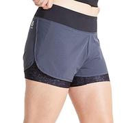 Dare 2b Outrun Corto Deportivo, Tejido Ligero De Secado Rápido, con Pantalón Interior Elástico Shorts, Mujer, Ebony Grey/Black, 20