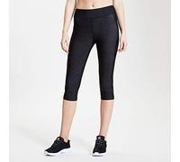 Dare2B Influential - Mallas Pirata Deportivas, Tejido Ligero De Secado Rápido, Costuras Planas, Gran Elasticidad Trousers, Mujer, Black Molecular, 14