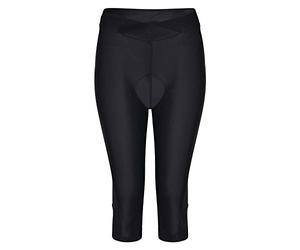 Dare2b Worldly - Culotte Pirata, Tejido Ligero De Secado Rápido, Costuras Planas, Badana De Gel Moldeada En 3D Cycle Shorts, Mujer, Black, 12