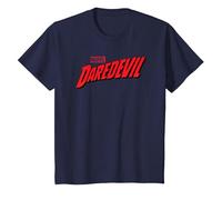 Daredevil Comic Logo Camiseta, Niños, Azul Marino, 12 años