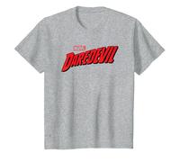 Daredevil Comic Logo Camiseta, Niños, Gris Jaspeado, 10 años