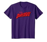 Daredevil Comic Logo Camiseta, Niños, Morado, 8 años