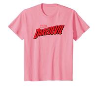 Daredevil Comic Logo Camiseta, Niños, Rosado, 8 años