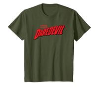Daredevil Comic Logo Camiseta, Niños, Verde Oliva, 12 años