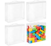 DARENYI 4 Piezas Bolsa de Almacenamiento de Juguetes de PVC Transparente con Cremallera y Asas, Impermeables y Reutilizables para Guardar rompecabezas, Bloques de construcción, Libros, 32 x 30 x 8 cm