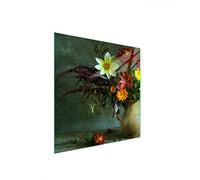 DarHaus Placa protectora de vitrocerámica 50 x 52 cm 1 pieza cocina eléctrica universal para inducción protección contra salpicaduras tabla de cortar de vidrio templado como decoración, FLORES