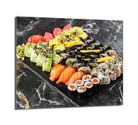 DarHaus Placa protectora de vitrocerámica 60 x 52 cm 1 pieza cocina eléctrica universal para inducción protección contra salpicaduras tabla de cortar de vidrio templado como decoración, SUSHI