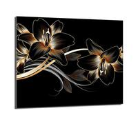 DarHaus Placa protectora de vitrocerámica 60 x 52 cm 1 pieza cocina eléctrica universal para inducción protección contra salpicaduras tabla de cortar de vidrio templado como decoración, ORQUÍDEA